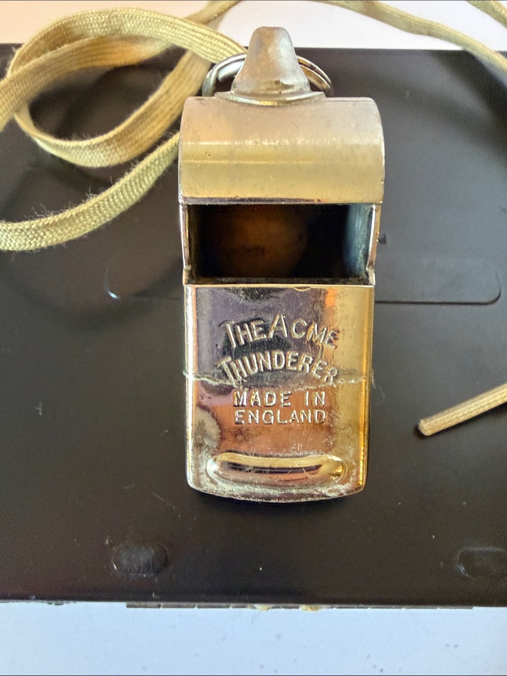 “Acme Thunderer Whistle” VTG Brass Rawlings 1950’s Original Internal Cork Pea